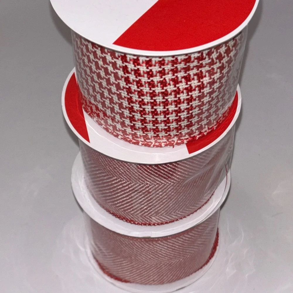 Farmhouse Ribbon Rustic red and burlap houndstooth Ribbon